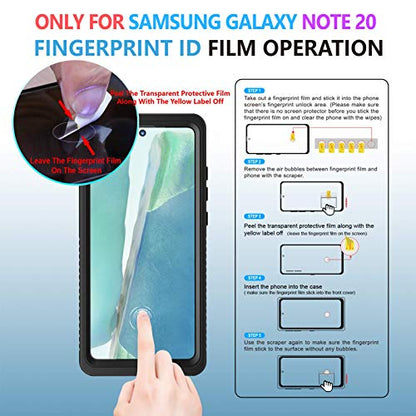 Lanhiem Galaxy Note 20 Case, Built-in Screen Protector with Fingerprint Film Waterproof Dustproof Case, Full Body Heavy Duty Protective Cover for Samsung Galaxy Note 20 6.7 inch (Black/Clear) - size: for Note 20