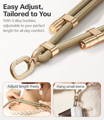 TORRAS Phone Lanyard Crossbody, Adjustable Anti-Theft Neck Strap, Khaki - color: 2-khaki