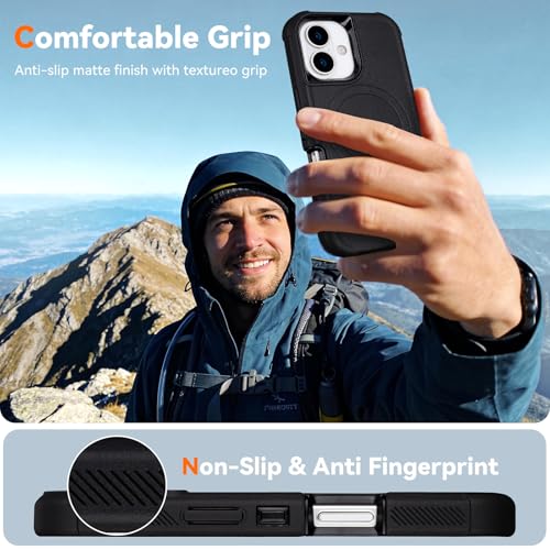 for iPhone 16 Case with Belt Clip Holster, Compatible with Magsafe, Black | Military Grade Drop Protection, 2 Layers of Sturdy, Heavy Duty Shockproof Cover for iPhone 16 Case Rugged - color: Black