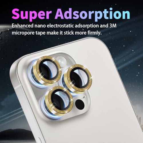 Camera Lens Protector for iPhone 14 Pro/14 Pro Max, Glitter Gold - color: Glitter Gold