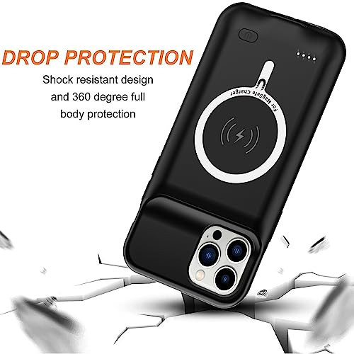 Battery Case for iPhone 12 Pro Max (6.7 inch) ,Upgraded12000mAh Rechargeable Portable Protective Extended Charger Case Wireless Charging Compatible with iPhone 12 Pro MaxCharging Cover & Carplay-Black - size: iPhone 12 Pro Max (6.7 inch)