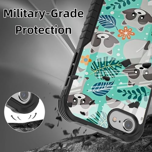 Protective Case Compatible with iPhone se 2022 2023 6/7/8 - Raccoon | Hard PC Back Soft TPU Frame, Anti-Slip Shockproof, Stylish Printed Phone Cover Suitable for Men and Women - color: Cute Raccoon