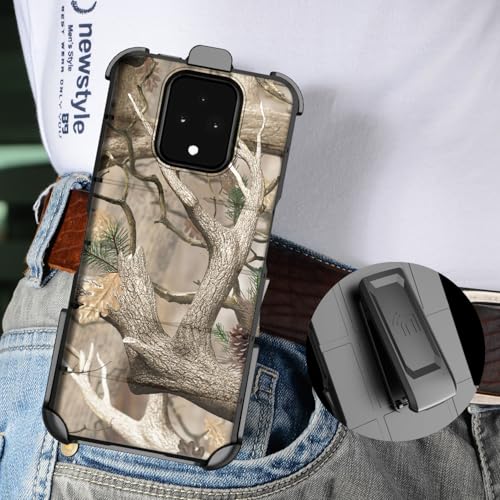 Case and Holster Combo for Sonim XP Pro 5G Phone - Bush Camo Design | Compatible with MagSafe, Magnetic, Rugged Cover, Enhanced Grip, with Belt Clip Holder, Ratchet Rotation - color: Camo