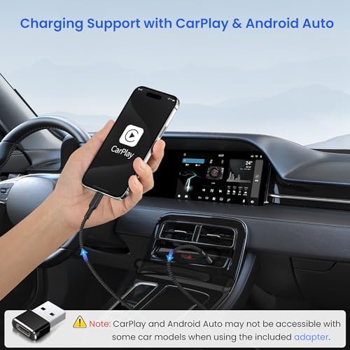 Elebase 60W USBC Car Charger Cable 3.3FT with USB Adapter - color: Straight-Black, size: 3.3 FT