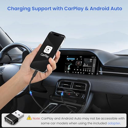 Elebase 60W USBC Car Charger Cable 3.3FT with USB Adapter - color: Straight-Black, size: 3.3 FT