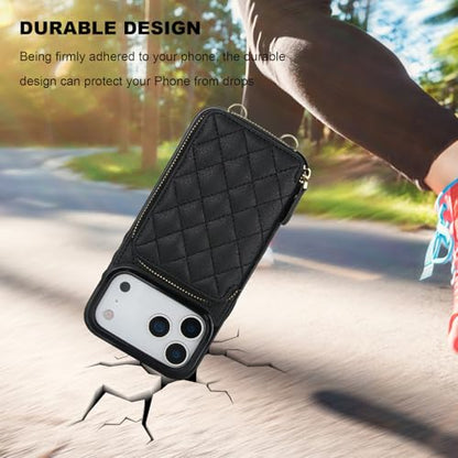 Bocasal Crossbody Wallet Case Card Holder for iPhone 17 Pro Max Black | RFID Blocking PU Leather Zipper Handbag Purse, Kickstand Flip Folio Case with Card Slots Holder Wrist Strap Lanyard 6.9 Inch - color: Black