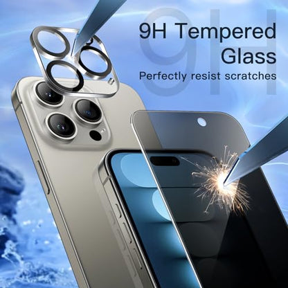 JETech Privacy Screen Protector for iPhone 15 Pro Max, 2+2 Pack - size: iPhone 15 Pro Max