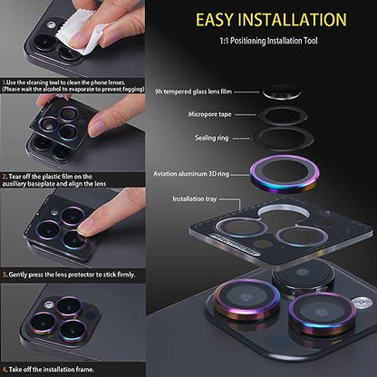 Camera Lens Protector for iPhone 15 Pro/15 Pro Max, Glitter Red - color: Glitter Red