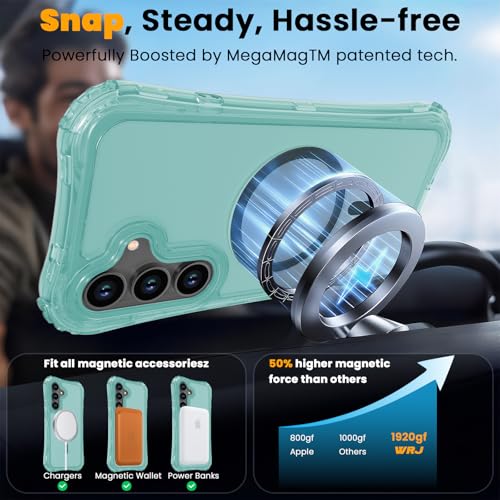 WRJ Magnetic Clear for Samsung Galaxy S26 FE Case,Samsung S25 FE Case [Fit for MagSafe][Military Grade Drop Protection] Translucent Shockproof Protective Phone Case-Jade Green - color: Jade Green, style: Transparent
