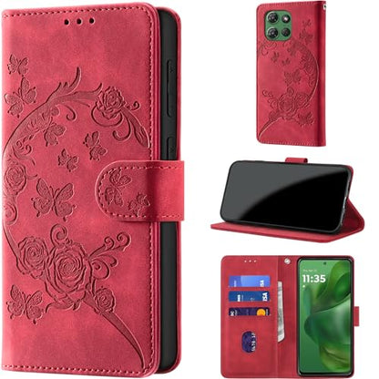 Wallet Case for Motorola Moto G Power (2025), Red | RFID Blocking, Magnetic Closure, Card Holder, Kickstand, Shockproof Flip Cover - color: Red
