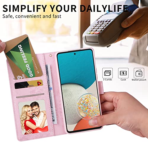 UEEBAI Wallet Case for Samsung Galaxy S23 5G, PU Leather Phone Case Kickstand RFID Blocking Flip Case Card Slots Wrist Strap Relief Engraved Pattern Magnetic Closure Flower Folio Case, Butterfly - color: Butterfly, size: Samsung Galaxy S23 5G