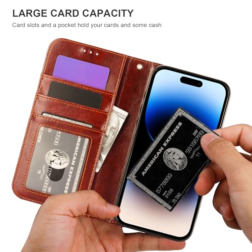 Bocasal for MagSafe Wallet Case Card Holder for iPhone 14 Pro Max Brown - color: Brown for MagSafe