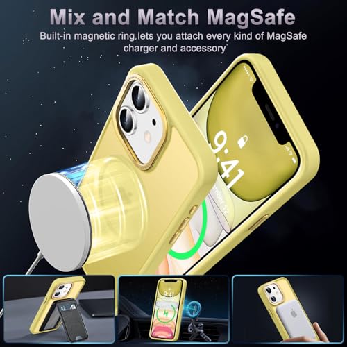 Newfuture Magnetic for iPhone 11 Case Matte Shockproof, Yellow | Military Drop Protection, Slim Matte Anti-Fingerprint, Compatible with Magsafe, Camera Guard, Translucent Protective Cover - color: Yellow, size: iPhone 11 6.1inch