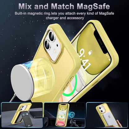 Newfuture Magnetic for iPhone 11 Case Matte Shockproof, Yellow | Military Drop Protection, Slim Matte Anti-Fingerprint, Compatible with Magsafe, Camera Guard, Translucent Protective Cover - color: Yellow, size: iPhone 11 6.1inch