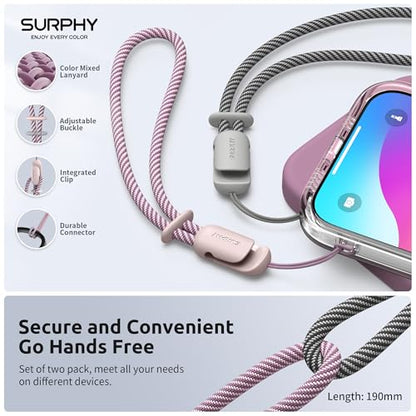 SURPHY 2 Pack Phone Lanyard, Phone Wrist Strap for Case, Camera Wrist Strap - color: Pink & Gray