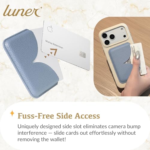 Luner - Eco Leather Magnetic Side-Access Card Wallet Compatible with Magsafe - [for iPhone 16, 15, 14, 13, 12 series] - [Holds 2 cards] - Frost Blue - color: Frost Blue, style: Side-access