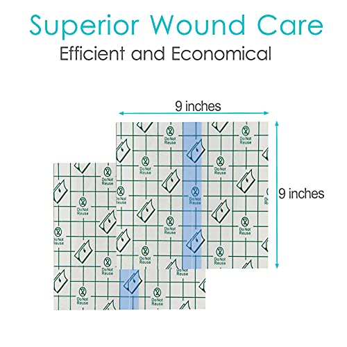 Waterproof Shower Protector Bandage 9x9 inch for Large Port Surgery Incisions Guard Tattoo Second Skin Healing Aftercare Cover Bath Patch Transparent Film Clear Adhesive Wounds Dressing (Pack of 25) - size: 9x9 Inch (Pack of 25)