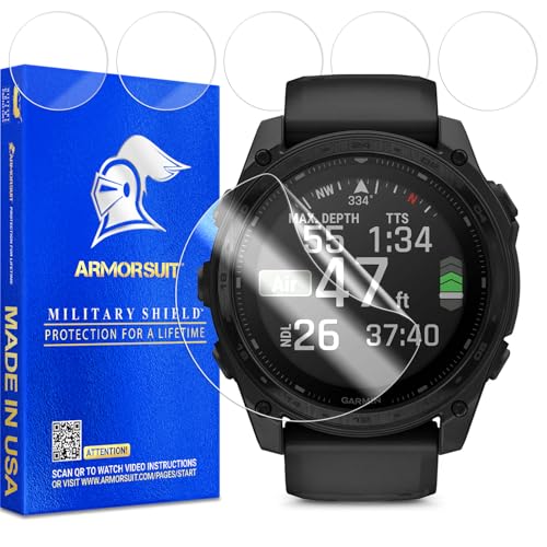 ArmorSuit 6 Pack for Garmin Tactix 8 / Fenix 8 / Fenix 7X/7X Pro [51mm] Screen Protector MilitaryShield HD Clear TPU Film - Made in USA - size: Fenix 8 Solar/Amoled (51mm)