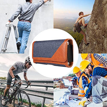 Nylon Cell Phone Holster Case Compatible for iPhone 16 Pro Max 16 Plus Galaxy S24 Ultra S24+ A55 A54 A35 A25 A15 A14 Moto G Power Stylus Pure OnePlus 12 12R Pixel 9 Pro XL Xiaomi 14 Ultra (Blue)
