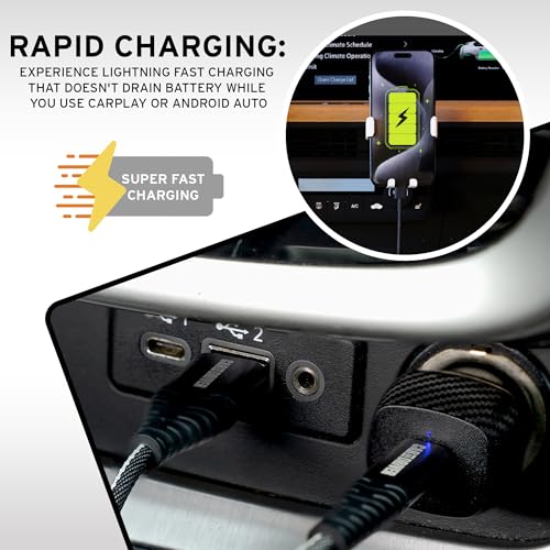 12V Fast Dual-Port Cigarette Lighter USB Car Charger Kit, USB-C & A, Black
