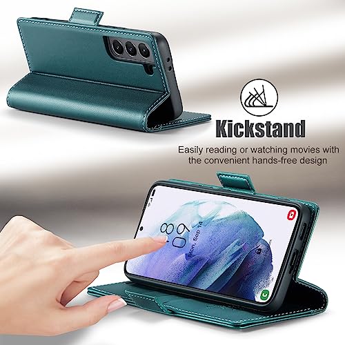 Samsung Galaxy S21 5G Wallet Case with Card Holder RFID Blocking Kickstand Magnetic,Leather Flip Case for Samsung Galaxy S21 5G 6.2 Inch (Fashion Green) - color: Fashion Green, size: S21 5G 6.2"