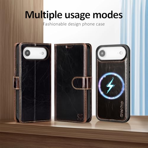 Shieldtop Compatible with MagSafe iPhone 17 Air Wallet Case,(Coffee) | 2 in 1 Detachable Magnetic,Credit Card Holder Slots,RFID Blocking,PU Leather,Kickstand,Flip Folio Phone Cover for Men & Women - color: Coffee-U1, size: iPhone 17 Air - 6.6"