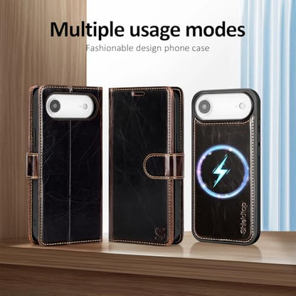 Shieldtop Compatible with MagSafe iPhone 17 Air Wallet Case,(Coffee) | 2 in 1 Detachable Magnetic,Credit Card Holder Slots,RFID Blocking,PU Leather,Kickstand,Flip Folio Phone Cover for Men & Women - color: Coffee-U1, size: iPhone 17 Air - 6.6"