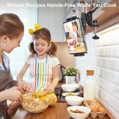 iPad Under Cabinet Mount, Kitchen Tablet Holder, iPad Desk Mount with Clamp - size: Small