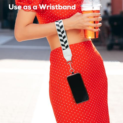 Clip and Go Phone Strap with Wallet Crossbody, Phone Chain Cross Body with Detachable Zippered Pouch, Phone Lanyard with Purse, Adjustable Mobile Strap (White) - color: White