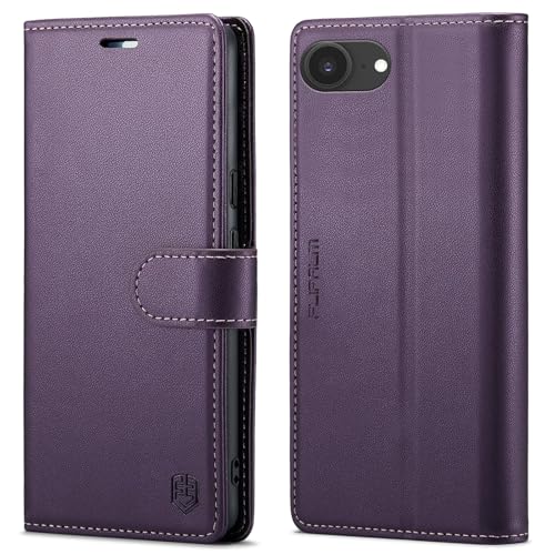 FLIPALM Card Holder Wallet Case for iphone 17e, Purple | Card Holder, RFID Blocking, PU Leather Folio Flip, Kickstand, Protective Shockproof Cover - color: Purple