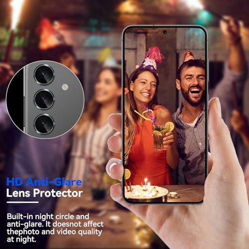 CloudValley [3 Pcs] for Samsung Galaxy S24 / S23 Plus Camera Lens Protector, 9H Tempered Glass + Aluminum Alloy Metal Individual Lens Protective Ring for S24 / S23+ 5G 2023, Black - color: Black