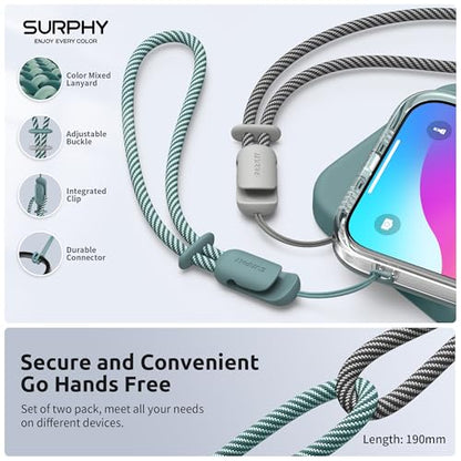 SURPHY 2 Pack Phone Lanyard, Phone Wrist Strap for Case, Camera Wrist Strap - color: Green & Gray
