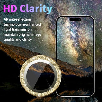 Camera Lens Protector for iPhone 14 Pro/14 Pro Max, Glitter Gold - color: Glitter Gold