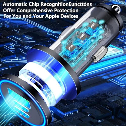 USB C Car Charger for iPhone, 2Pack 67W Multiport Fast Car Charge