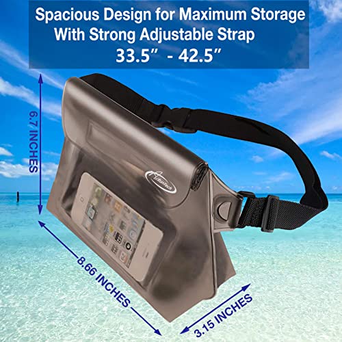 AiRunTech Waterproof Fanny Pack, Beach Cruise Vacation Essentials, Waterproof Pouch Protect Phone Passport Valuables Dry Safety, Paddle Board Kayaking Boating Swimming Accessories-2 Pack（Gray + Black） - color: Black+Grey