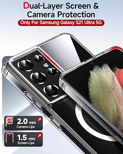 LeYi for Galaxy S21 Ultra Phone Case: [Mag-Safe Fit] with Raised Camera Guard, Matte Translucent Slim Translucent Soft-Touch Protective para Samsung S21 Ultra 5G Case, Clear - color: Clear, size: Galaxy S21 Ultra (6.8 Inch)