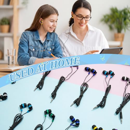 Kigeli 300 Packs Wired Earbuds Bulk, Interlaced Black - color: Interlaced Black