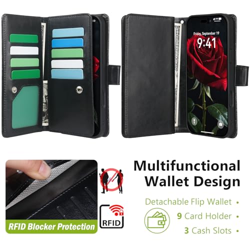 Varikke Wallet Case for iPhone 16 - Compatible with Magsafe, Black - color: (Compatible with MagSafe) Black, size: iPhone 16 6.1"