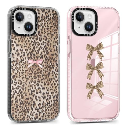 2 Pack Cute Cheetah Print Phone Case for iPhone 13 Mini Pink Bow Case 5.4", Clear Coquette Fashion Luxury Leopard Pattern Design Girls Women Funda Shockproof Soft TPU Protection Cover - color: Cheetah Print 04, size: iPhone 13 Mini