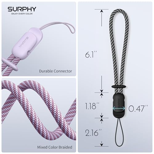 SURPHY 2 Pack Phone Lanyard, Phone Wrist Strap for Case, Camera Wrist Strap - color: Black & Lilac