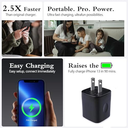Wall Charger,Charger Cube,Charging Block Fast Charge 3Pack Dual Port 2.1A - color: Full Black