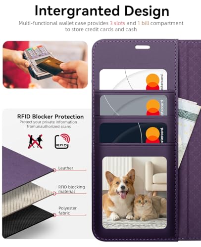 OCASE for Samsung Galaxy S26 Wallet Case, Card Holder, Dark Purple | RFID Blocking, Kickstand, Magnetic Closure, PU Leather Flip Folio, Shockproof TPU Shell, Protective Phone Cover (6.3") 2026 - color: Dark Purple, size: Samsung Galaxy S26