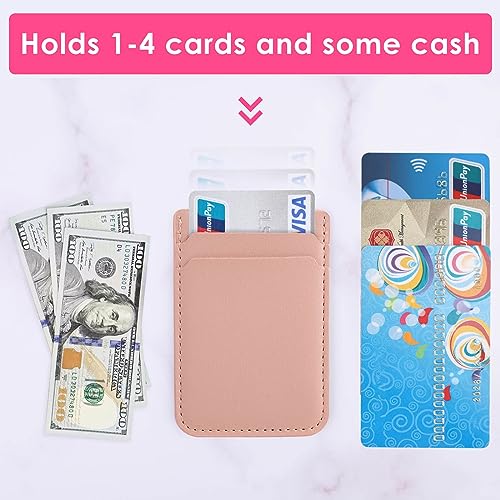 Fulgamo Phone Wallet Stick on,Card Holder for Phone Case,Phone Card Holder - color: Hot Pink,Purple,Nude
