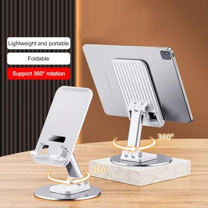 Cell Phone Stand 2 Pack,Angle Height Adjustable Cell Phone Holder for Desk,Foldable Desktop Phone Holder Cradle Dock with Silicon Pad Compatible with All Mobile Phones (Black + White)