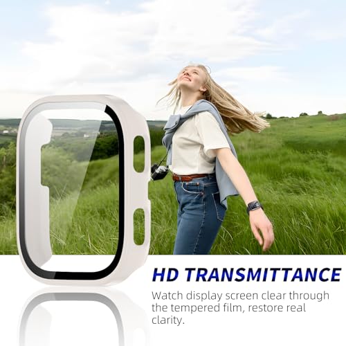 2 Pack for Amazfit Bip 6 Screen Protector Case - color: Beige+Beige