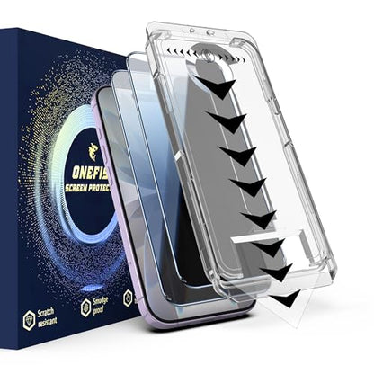 OneFish Privacy Screen Protector for iPhone 17 Anti-Spy Tempered Glass Dust-Free Bubble-Free Anti-Fingerprint 9H Scratch Protection & Hassle-Free Installation Frame [2-Pack] - size: iPhone 17