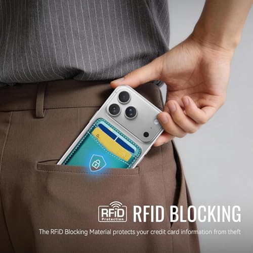 for Magsafe Wallet Magnetic Card Holder RFID Blocking, Bluish Green - color: Bluish Green