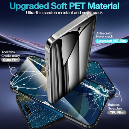 2 Pack for iPhone 17 Pro Privacy Screen Protector Film (NOT Glass), Anti-Spy Flexible PET Film Screen Protector for iPhone 17 Pro with [Easy Installation Tray], Ultra-Thin, Non-breakable - size: iPhone 17 Pro