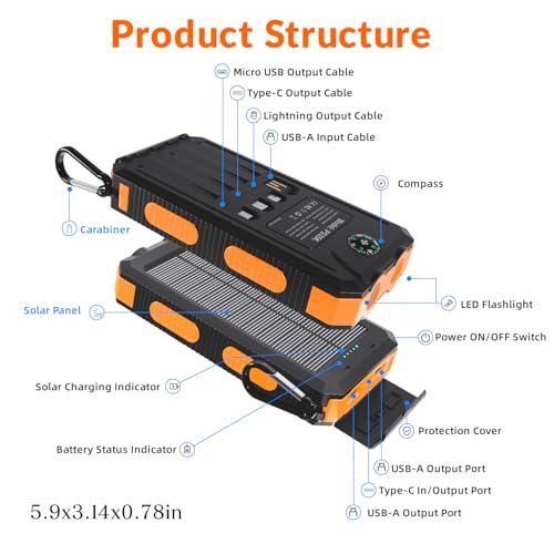 Power Bank Solar Charger 20,000mAh,