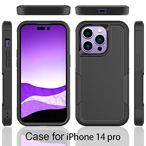 Heavy‑Duty Rugged Anti‑Drop Shockproof Protective Phone Case for iPhone 14 Pro, Durable Protective Shell, Black - color: Black, size: iPhone 14 Pro